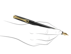 Diplomat Traveller Black Gold Trim Fountain Pen