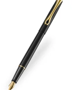 Diplomat Traveller Black Gold Trim Fountain Pen