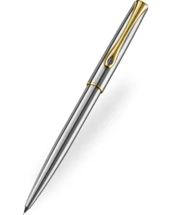 Diplomat Traveller Stainless Steel Gold Trim Pencil