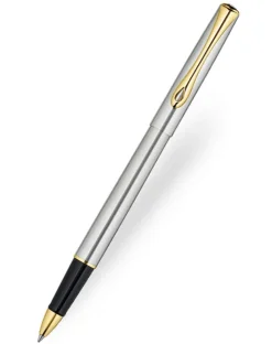 Diplomat Traveller Stainless Steel Gold Trim Rollerball Pen
