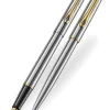 Diplomat Traveller Stainless Steel Gold Trim Fountain & Ballpoint Set