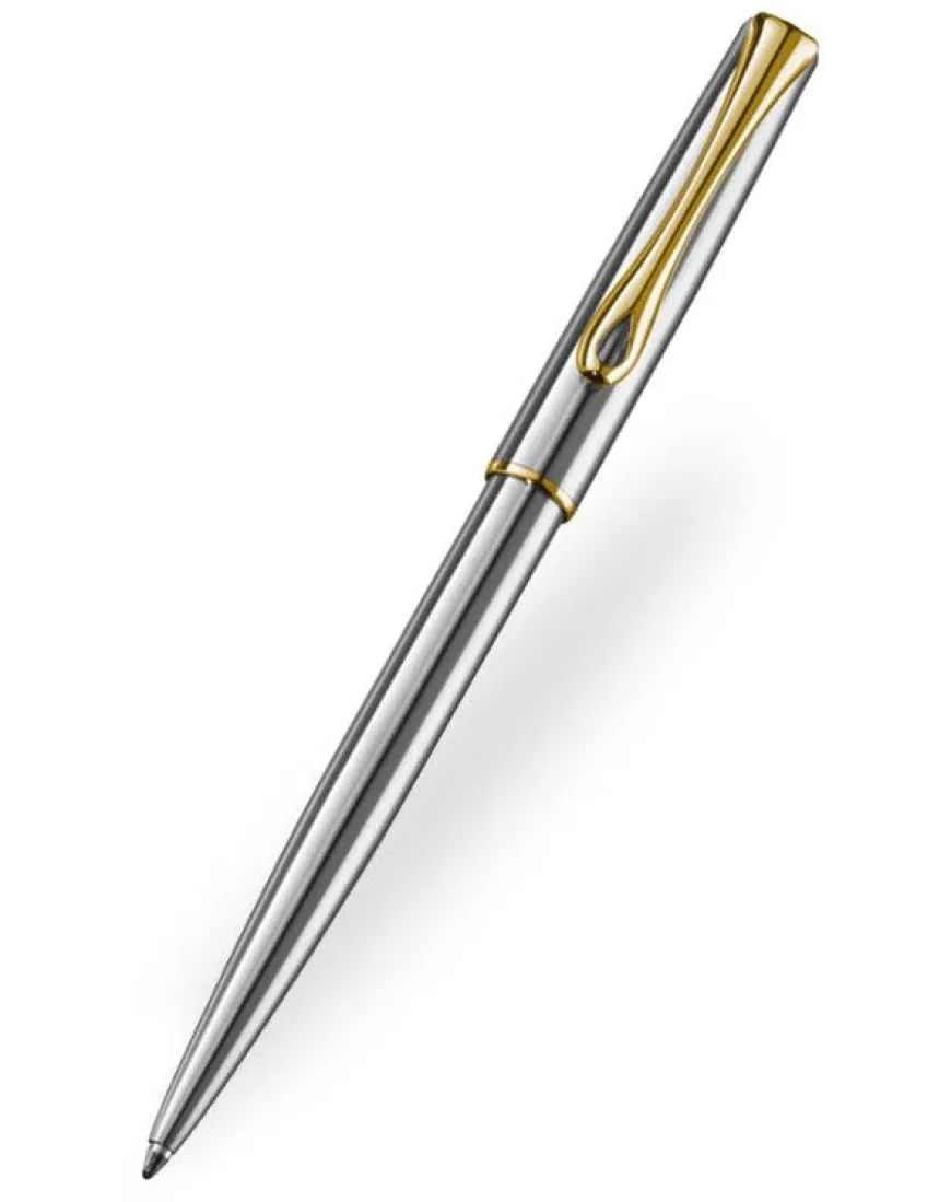 Diplomat Traveller Stainless Steel Gold Trim Ballpoint Pen