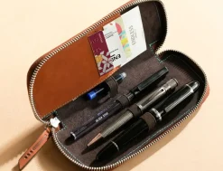 Endless Companion Leather Adjustable 3 Pen Pouch – Brown