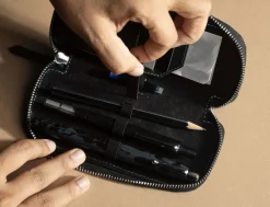 Endless Companion Leather Adjustable 3 Pen Pouch – Black