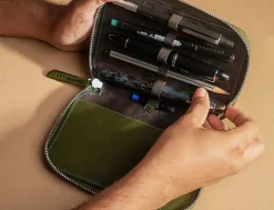 Endless Companion Leather Adjustable 5 Pen Pouch – Green