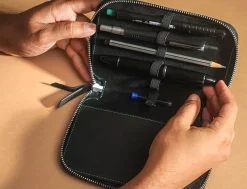 Endless Companion Leather Adjustable 5 Pen Pouch – Black