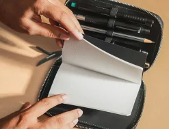 Endless Companion Leather Adjustable 5 Pen Pouch – Black