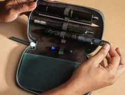 Endless Companion Leather Adjustable 5 Pen Pouch – Blue