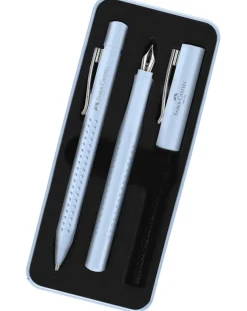 Faber-Castell Grip 2010 Sky Blue Ballpoint & Fountain Pen Gift Set