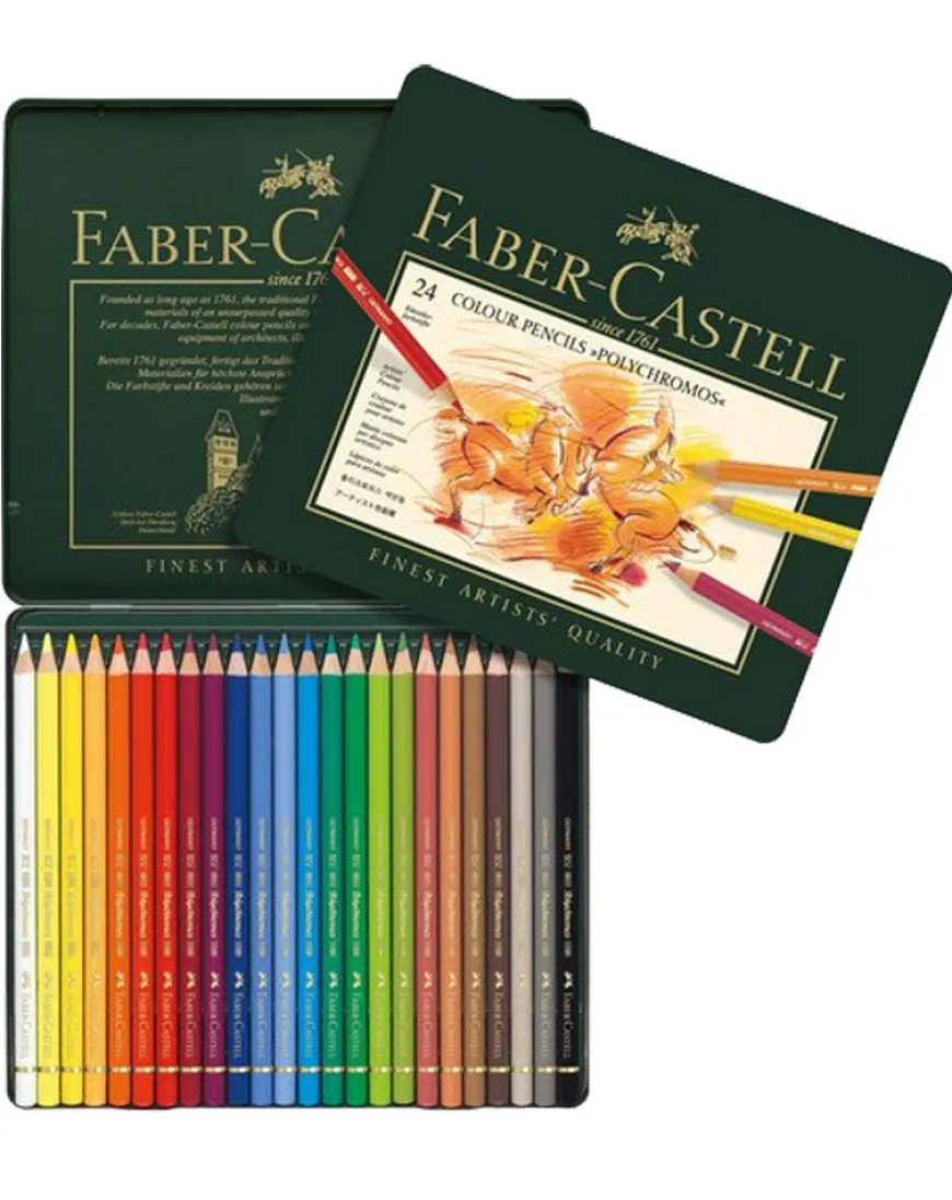 Faber-Castell 24 Polychromos Artists Colour Pencil Tin