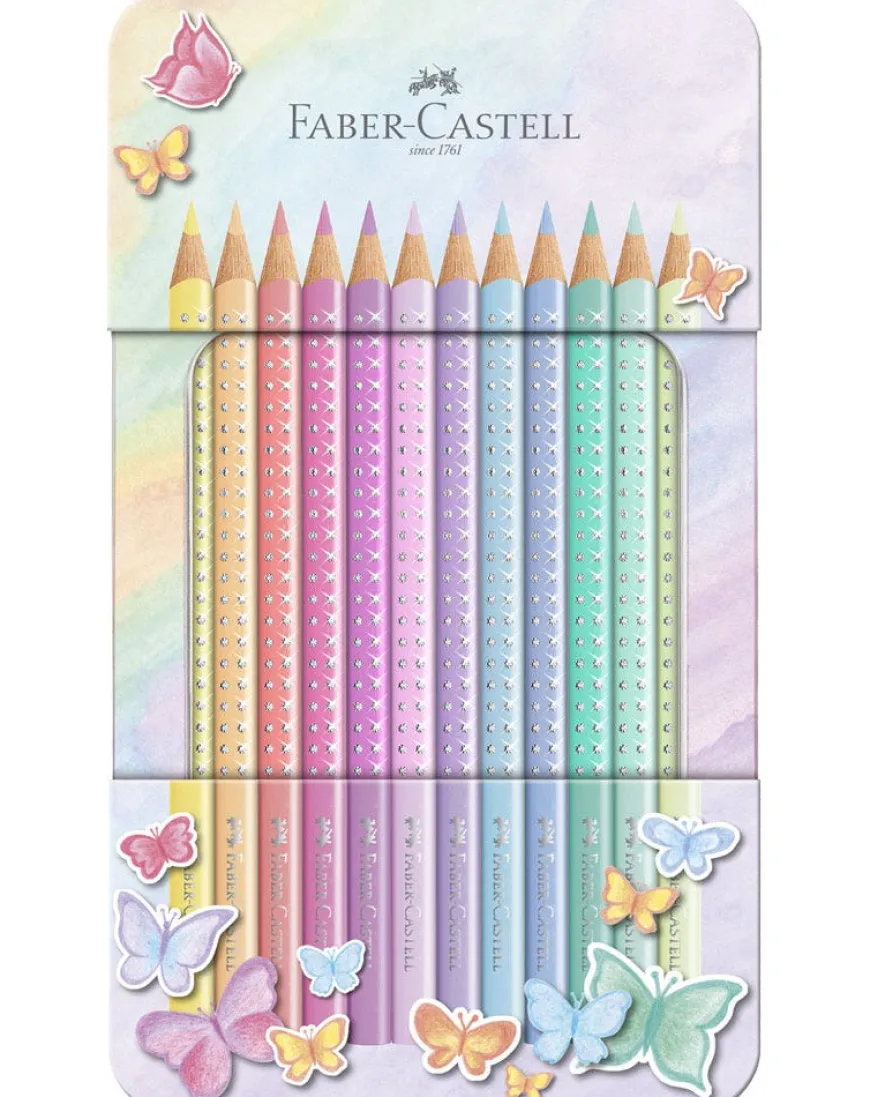 Faber-Castell Sparkle Pastel 12 Colour Pencil Tin