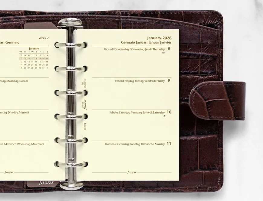 Filofax Pocket Diary Refill Multilanguage Week on Two Pages 2026 - Cotton Cream