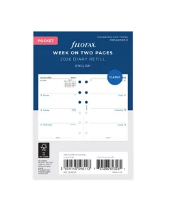 Filofax Pocket Diary Refill - Week on Two Pages 2026