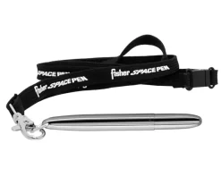 Fisher Space Chrome Bullet Pen with Black Lanyard