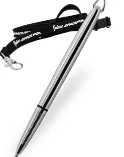 Fisher Space Chrome Bullet Pen with Black Lanyard