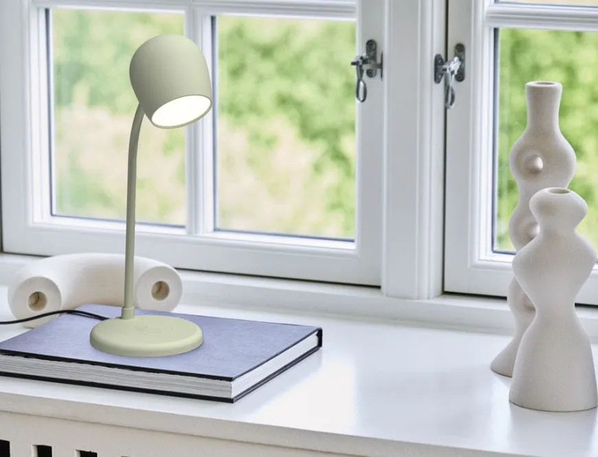 Kreafunk Ellie Lamp with Wireless Charger & Bluetooth Speaker - Dusty Olive