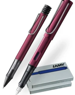 LAMY AL-star Black Purple Ballpoint, Fountain Pen & Ink Cartridges Bundle