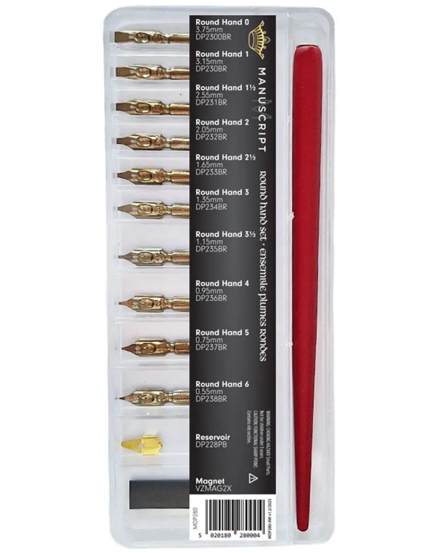 Manuscript Dip Pen Round Hand Nibs In Selection Box