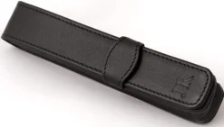 Online Leather 2 Pen Case - Black