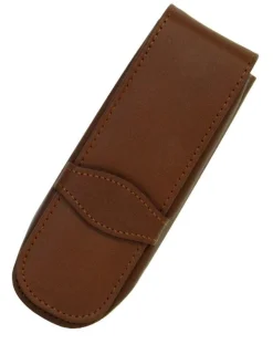 Online Leather 2 Pen Case - Brown
