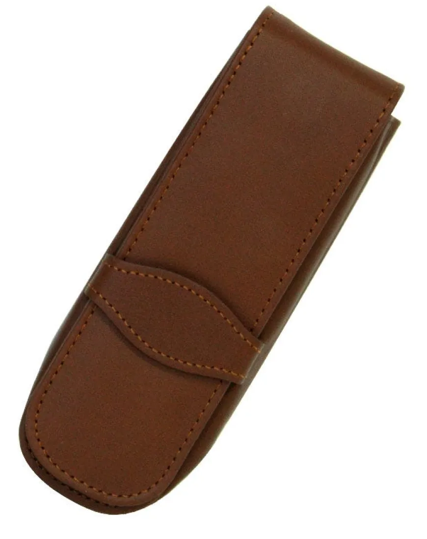 Online Leather 2 Pen Case - Brown