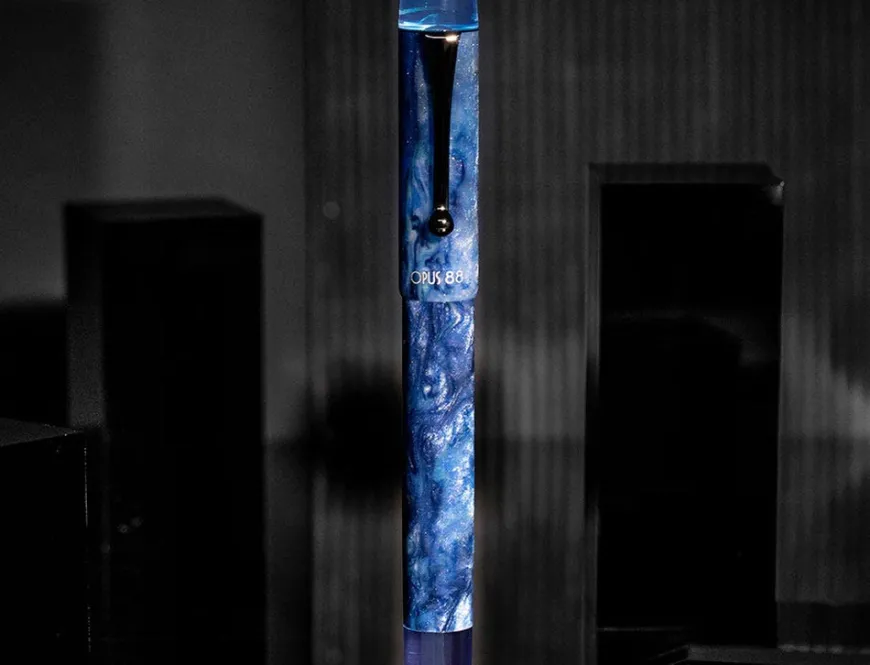 Opus 88 Demonstrator Eye Dropper Sapphire Fountain Pen