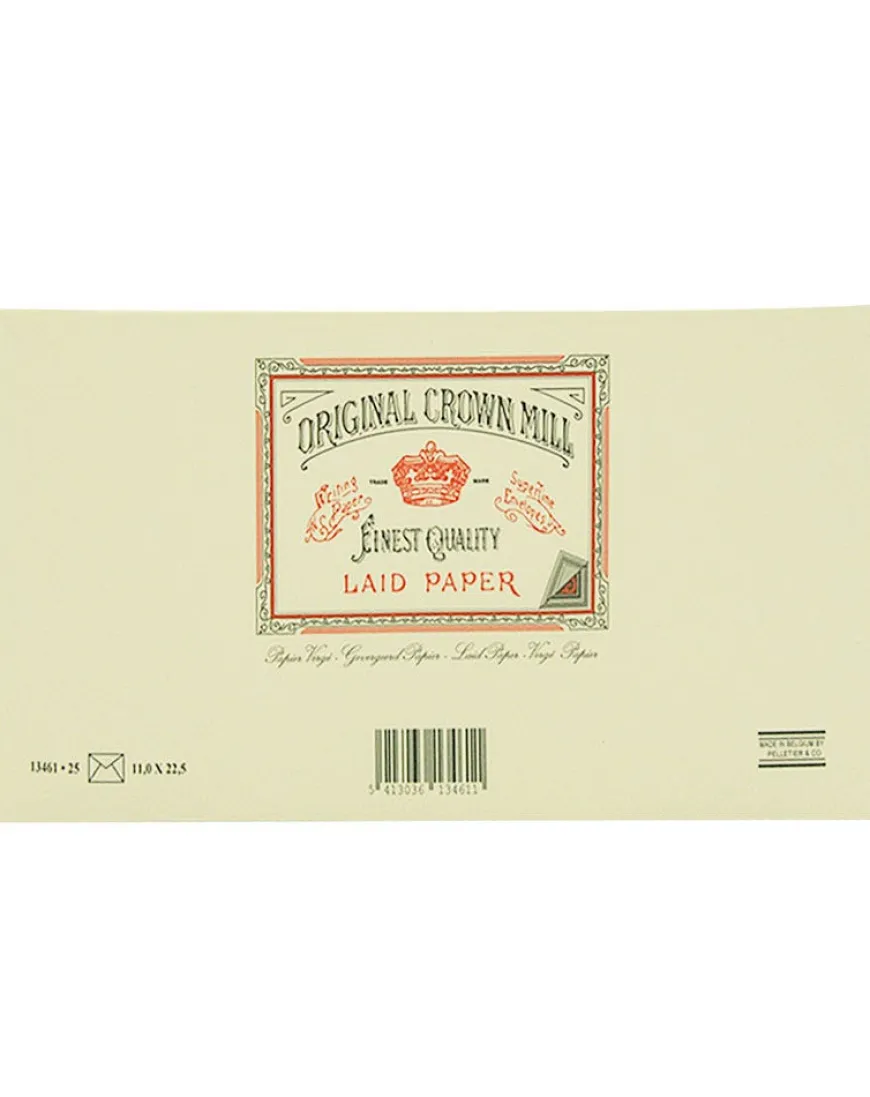 Original Crown Mill Laid Paper DL Lined Envelopes - Cream