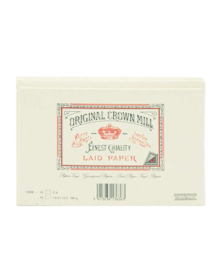 Original Crown Mill Laid Paper Set of 15 Cards and Envelopes - White