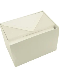 Original Crown Mill Luxury Laid Paper Set of 50 Cards and Envelopes - White