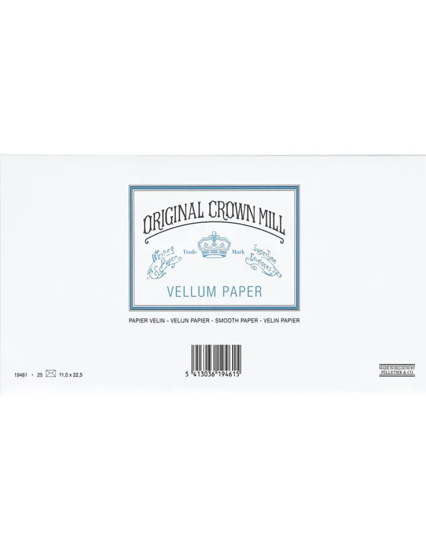 Original Crown Mill Vellum Paper DL Lined Envelopes - White