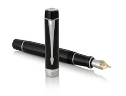 Parker Duofold Centennial Black & Chrome Trim Fountain Pen