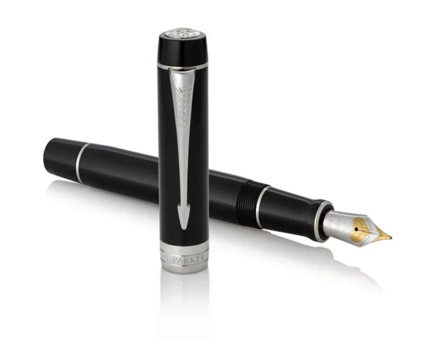 Parker Duofold Centennial Black & Chrome Trim Fountain Pen