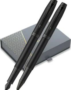 Parker IM Achromatic Matt Black Fountain & Rollerball Gift Set