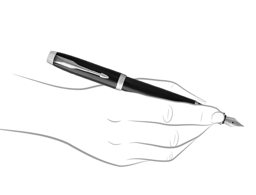 Parker IM Black Chrome Trim Fountain, Ballpoint & Pen Pouch Gift Set
