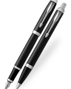 Parker IM Black Chrome Trim Fountain & Ballpoint Pen Set