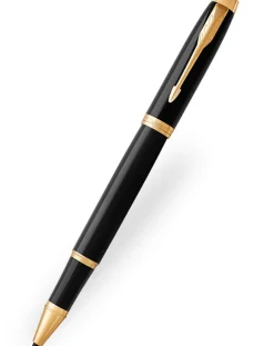 Parker IM Black Gold Trim Fountain and Rollerball Pen Set