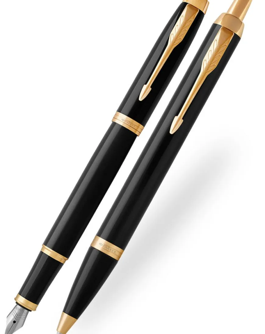 Parker IM Black Gold Trim Fountain & Ballpoint Pen Set