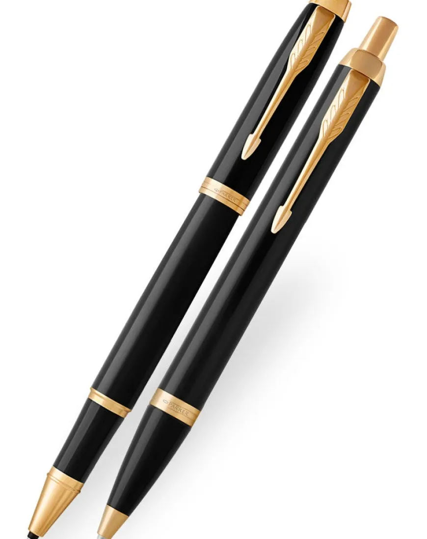 Parker IM Black Gold Trim Rollerball & Ballpoint Pen Set
