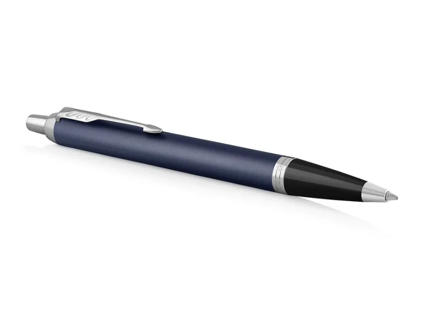Parker IM Blue Chrome Trim Ballpoint Pen