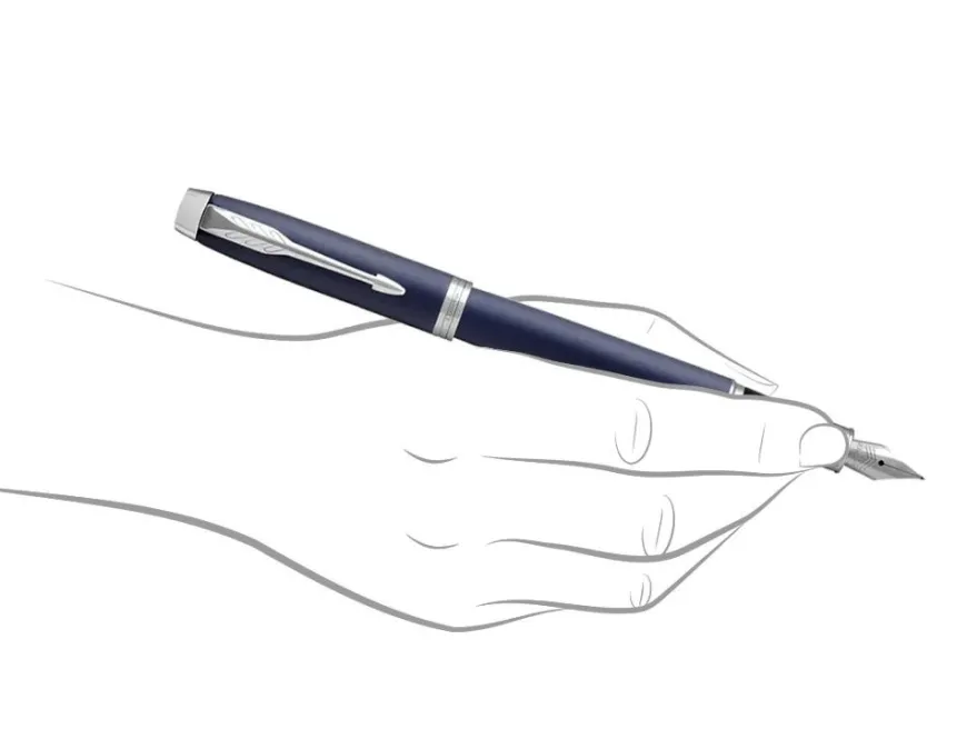 Parker IM Blue Chrome Trim Fountain & Ballpoint Pen Gift Set