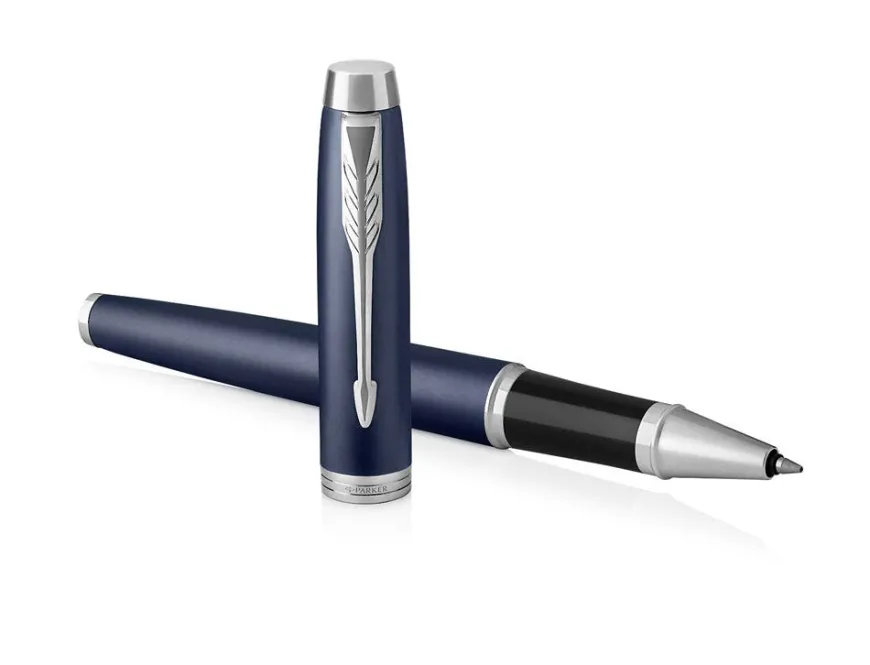 Parker IM Blue Chrome Trim Rollerball Pen