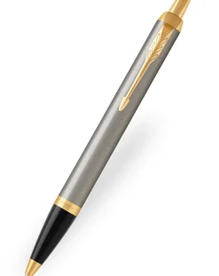 Parker IM Brushed Metal Ballpoint Pen & Sorrento Chocolate Medium Leather Journal