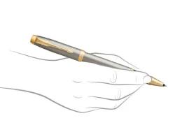 Parker IM Brushed Metal Gold Trim Rollerball Pen