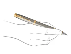 Parker IM Brushed Metal Gold Trim Fountain & Ballpoint Pen Gift Set