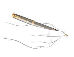 Parker IM Brushed Metal Gold Trim Rollerball & Ballpoint Pen Gift Set