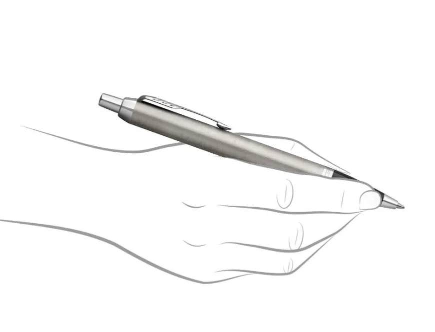 Parker IM Brushed Stainless Steel Chrome Trim Ballpoint Pen