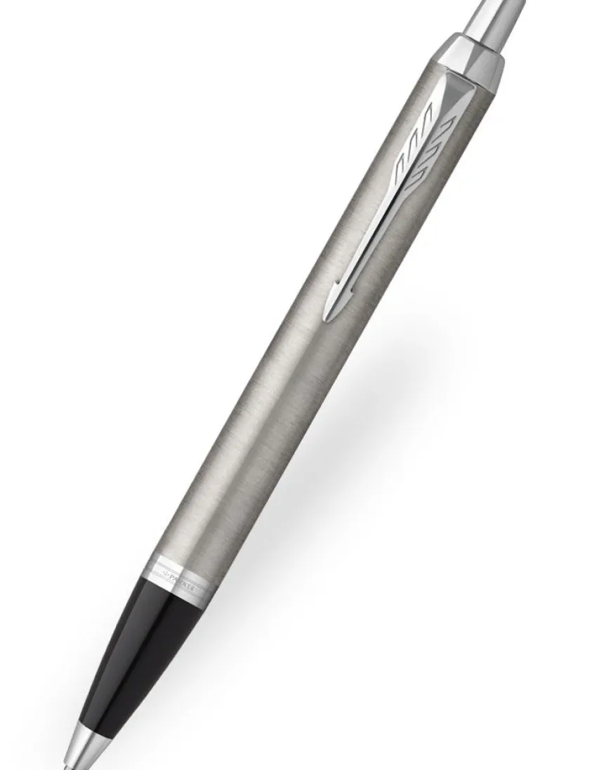 Parker IM Brushed Stainless Steel Chrome Trim Ballpoint Pen