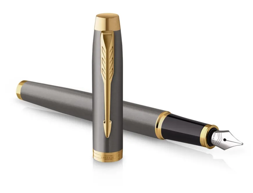 Parker IM Grey Gold Trim Fountain Pen