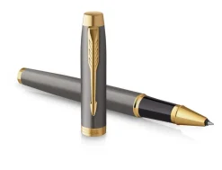 Parker IM Grey Gold Trim Rollerball Pen