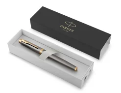 Parker IM Grey Gold Trim Rollerball Pen